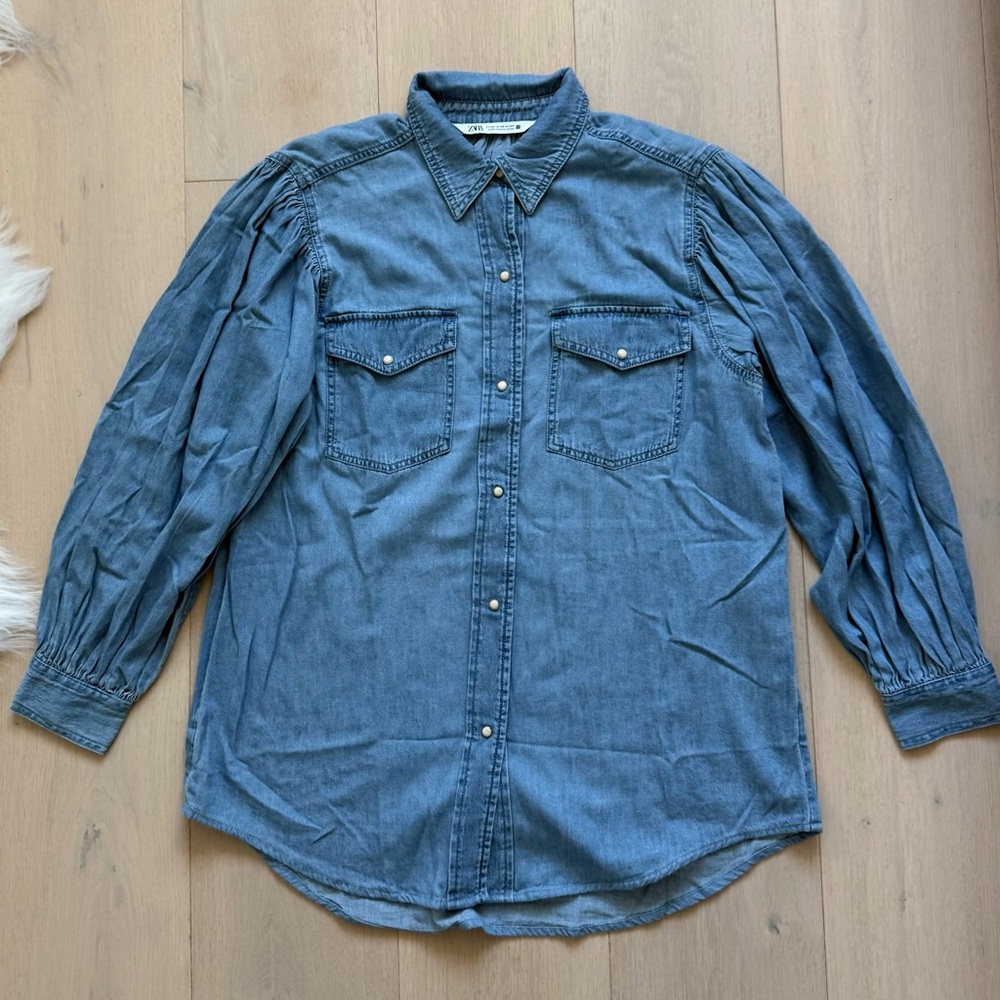 Zara Faux Denim Shirt Size XS